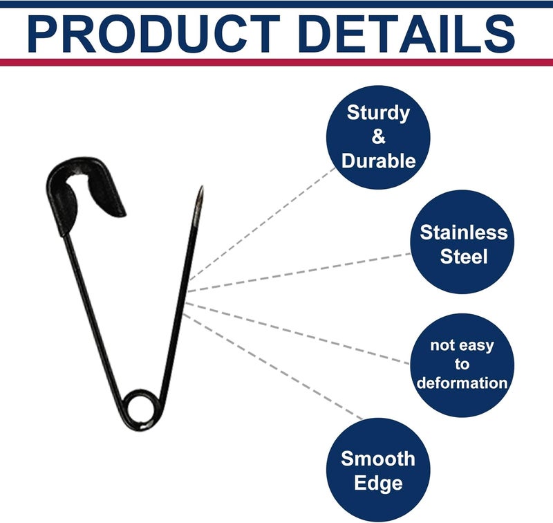 NICECRAFT 200 Pcs 19mm Mini Safety Pins Bulk Rust-Resistant for Clothes Sewing Arts Craft Costume Handicrafts Jewelry Making (Black) - Image 3